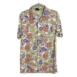 Barney Cools Floral Button Down Short Sleeve Shirt Size M